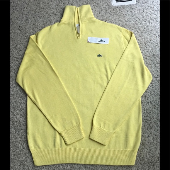 NWT New Quarter Zip Lacoste Men’s Yellow Sweater Medium Yellow